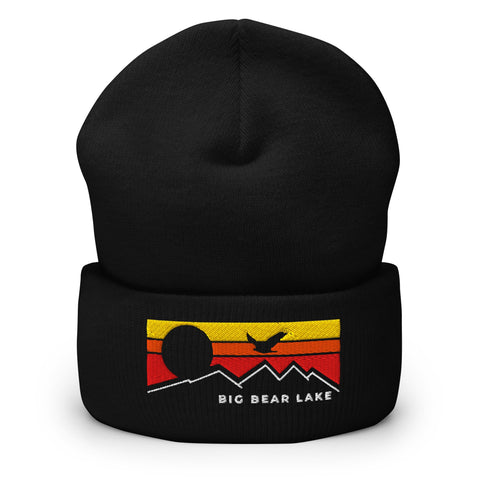 Big Bear Lake Flying Sunset - Embroidered Cuffed Beanie - Wears The MountainWears The Mountain