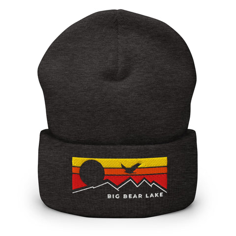 Big Bear Lake Flying Sunset - Embroidered Cuffed Beanie - Wears The MountainWears The Mountain