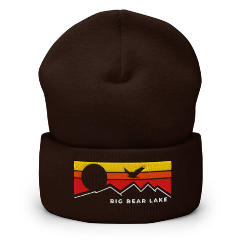 Big Bear Lake Flying Sunset - Embroidered Cuffed Beanie - Wears The MountainWears The Mountain