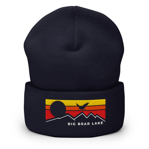 Big Bear Lake Flying Sunset - Embroidered Cuffed Beanie - Wears The MountainWears The Mountain