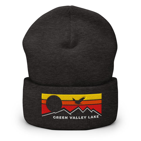Green Valley Lake Flying Sunset - Embroidered Cuffed Beanie - Wears The MountainWears The Mountain