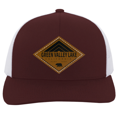 Green Valley Lake Retro Diamond - Patch Trucker Hat - Wears The MountainTrucker HatsCustomCat