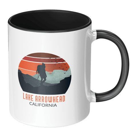 Lake Arrowhead Backpacker Sunset - Accent Coffee Mug (Black) - Wears The MountainCoffee Mugsteelaunch