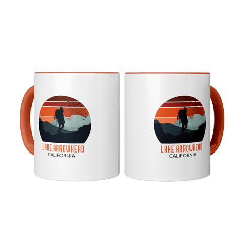 Lake Arrowhead Backpacker Sunset - Accent Coffee Mug (Orange) - Wears The MountainCoffee Mugsteelaunch