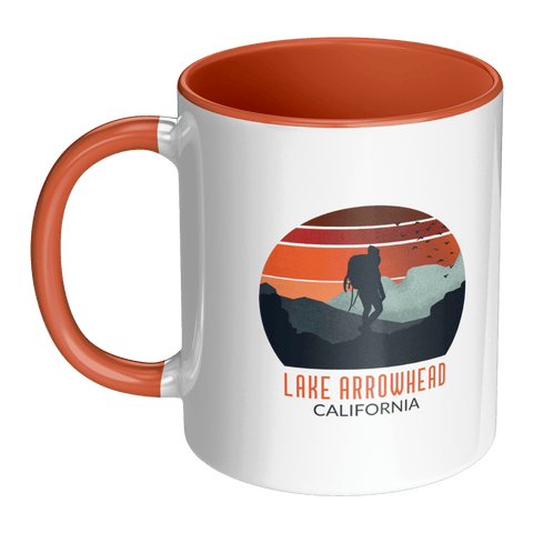 Lake Arrowhead Backpacker Sunset - Accent Coffee Mug (Orange) - Wears The MountainCoffee Mugsteelaunch