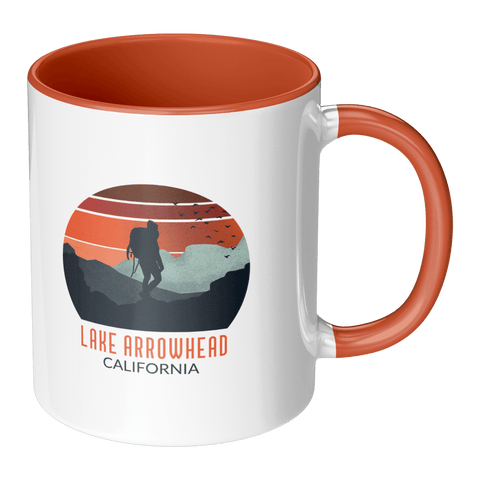 Lake Arrowhead Backpacker Sunset - Accent Coffee Mug (Orange) - Wears The MountainCoffee Mugsteelaunch