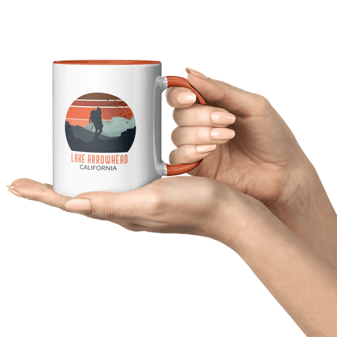Lake Arrowhead Backpacker Sunset - Accent Coffee Mug (Orange) - Wears The MountainCoffee Mugsteelaunch