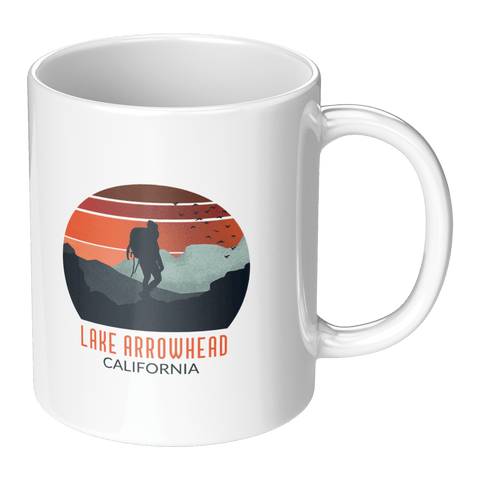 Lake Arrowhead Backpacker Sunset - Accent Coffee Mug (White) - Wears The MountainCoffee Mugsteelaunch