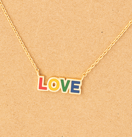 Rainbow Love Print Pendant Necklace - Wears The MountainJewelryWears The Mountain