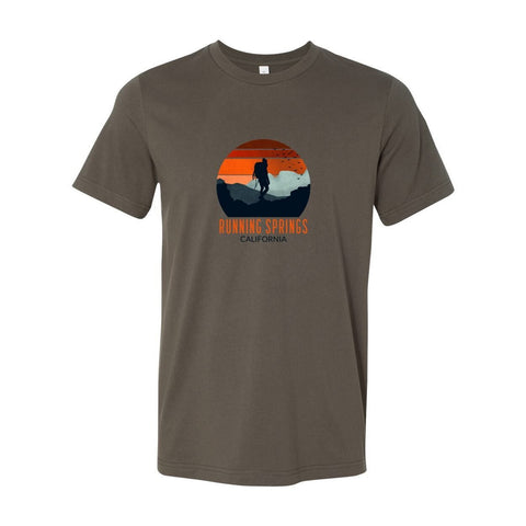 Running Springs Backpacker Sunset - Unisex Jersey T - Wears The MountainT-ShirtsPrint Melon Inc.
