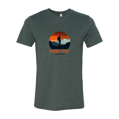 Running Springs Backpacker Sunset - Unisex Jersey T - Wears The MountainT-ShirtsPrint Melon Inc.