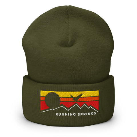 Running Springs Flying Sunset - Embroidered Cuffed Beanie - Wears The MountainWears The Mountain