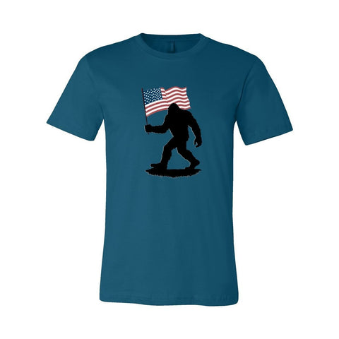 Sasquatch: American Flag - Unisex Jersey T - Wears The MountainT-ShirtsPrint Melon Inc.