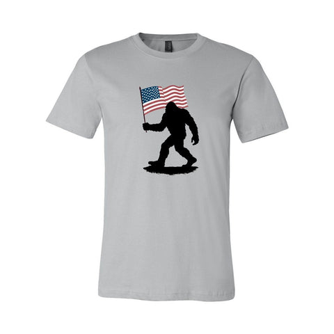 Sasquatch: American Flag - Unisex Jersey T - Wears The MountainT-ShirtsPrint Melon Inc.