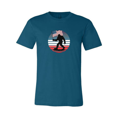Sasquatch: American Sunset - Unisex Jersey T - Wears The MountainT-ShirtsPrint Melon Inc.