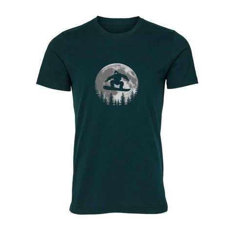 Sasquatch Snowboard at Dusk - Unisex Jersey T - Wears The MountainT-ShirtsPrint Melon Inc.