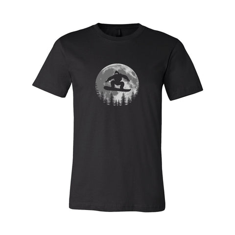 Sasquatch Snowboard at Dusk - Unisex Jersey T - Wears The MountainT-ShirtsPrint Melon Inc.