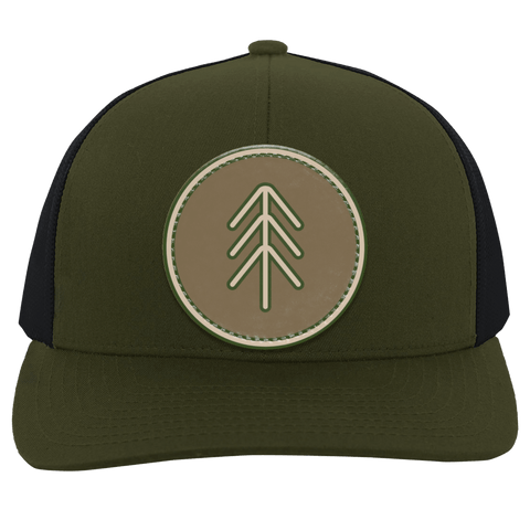 Simple Tree w Border - Trucker Hat - Wears The MountainTrucker HatsCustomCat