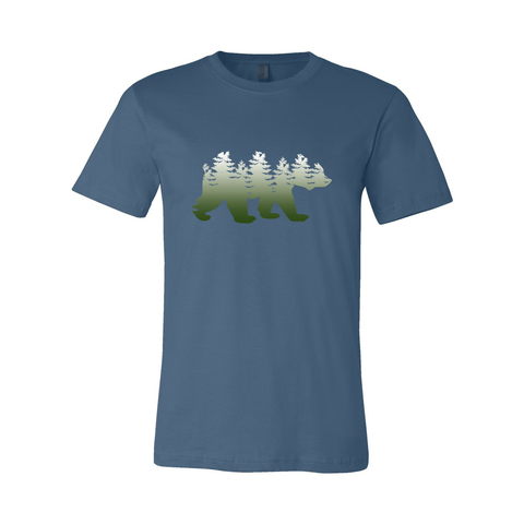 Faded Bear w/ Trees - Unisex Jersey T - Wears The Mountain