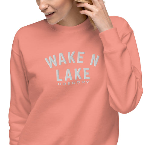 Wake n Lake Gregory - Premium Embroidered Sweatshirt - Wears The MountainWears The Mountain
